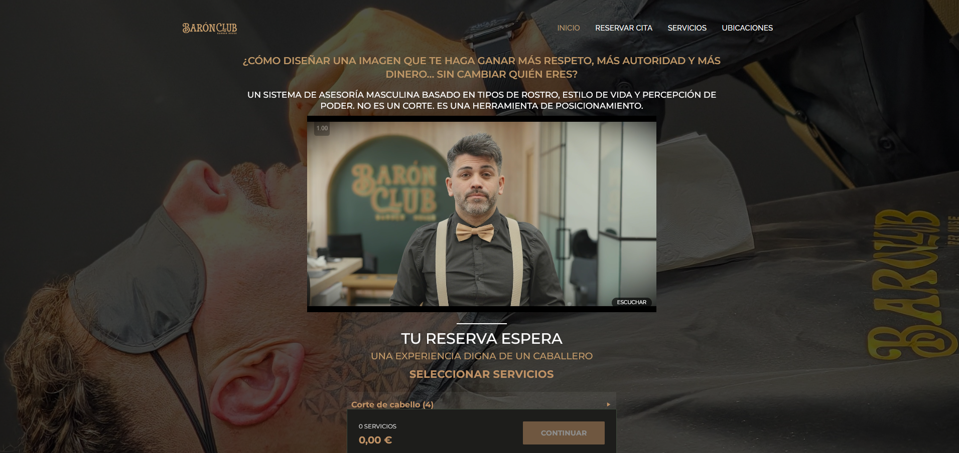Diseño web de BaronClub, barbería premium, desarrollado por Cernext
